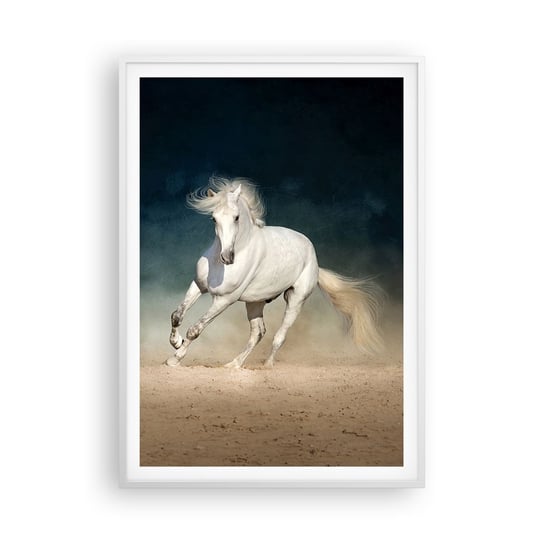 Obraz - Plakat - Wolność w stanie czystym - 70x100cm - Koń Zwierzę Biały - Foto Plakaty w ramie koloru białego do Salonu Sypialni ARTTOR ARTTOR