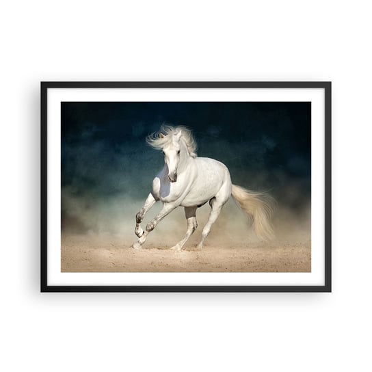 Obraz - Plakat - Wolność w stanie czystym - 70x50cm - Koń Zwierzę Biały - Nowoczesny modny obraz Plakat czarna rama ARTTOR ARTTOR