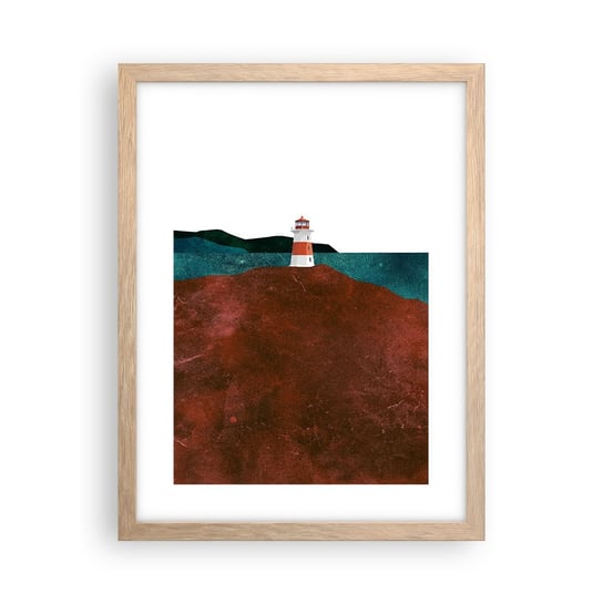 Obraz - Plakat - Wpatrzona w morze - 30x40cm - Latarnia Morska Nowoczesny Góry - Foto Plakaty na ścianę w ramie jasny dąb - Plakat do Salonu Sypialni ARTTOR ARTTOR