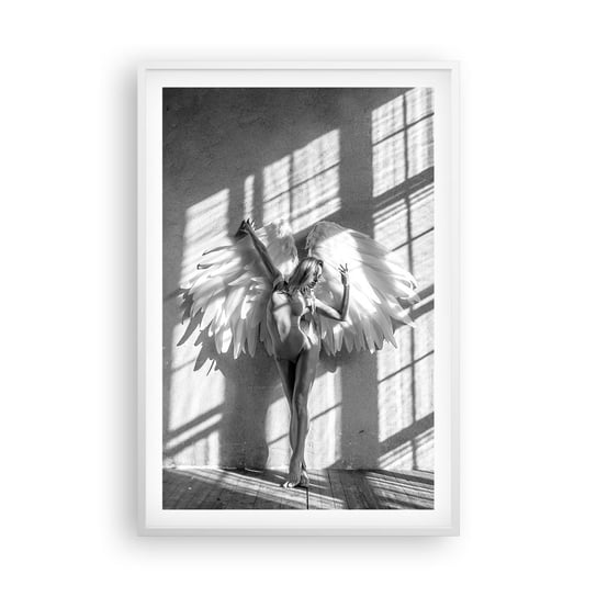 Obraz - Plakat - Wprost z nieba - 61x91cm - Kobieta Modelka Taniec - Foto Plakaty na ścianę w ramie białej - Plakat do Salonu Sypialni ARTTOR ARTTOR