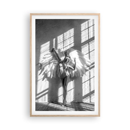 Obraz - Plakat - Wprost z nieba - 61x91cm - Kobieta Modelka Taniec - Foto Plakaty na ścianę w ramie jasny dąb - Plakat do Salonu Sypialni ARTTOR ARTTOR