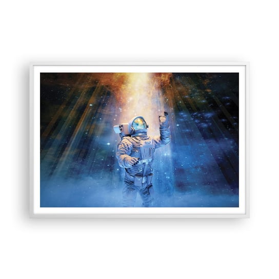 Obraz - Plakat - Wreszcie u celu - 100x70cm - Abstrakcja Astronauta Kosmos - Foto Plakaty w ramie koloru białego do Salonu Sypialni ARTTOR ARTTOR