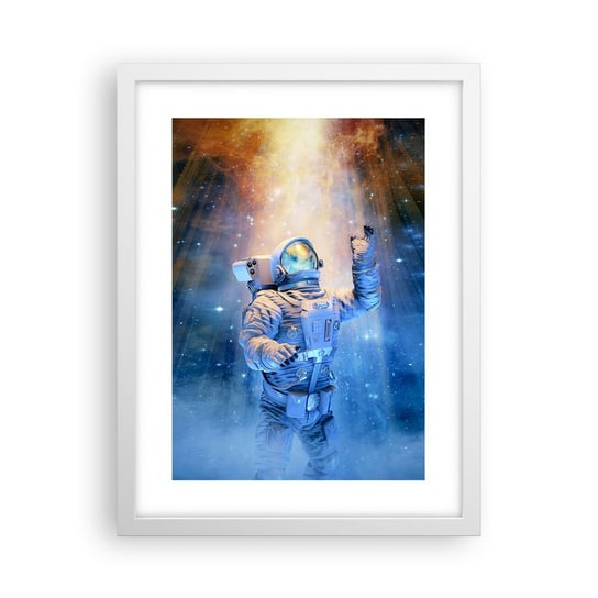 Obraz - Plakat - Wreszcie u celu - 30x40cm - Abstrakcja Astronauta Kosmos - Foto Plakaty na ścianę w ramie białej - Plakat do Salonu Sypialni ARTTOR ARTTOR
