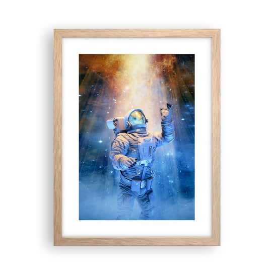 Obraz - Plakat - Wreszcie u celu - 30x40cm - Abstrakcja Astronauta Kosmos - Foto Plakaty na ścianę w ramie jasny dąb - Plakat do Salonu Sypialni ARTTOR ARTTOR