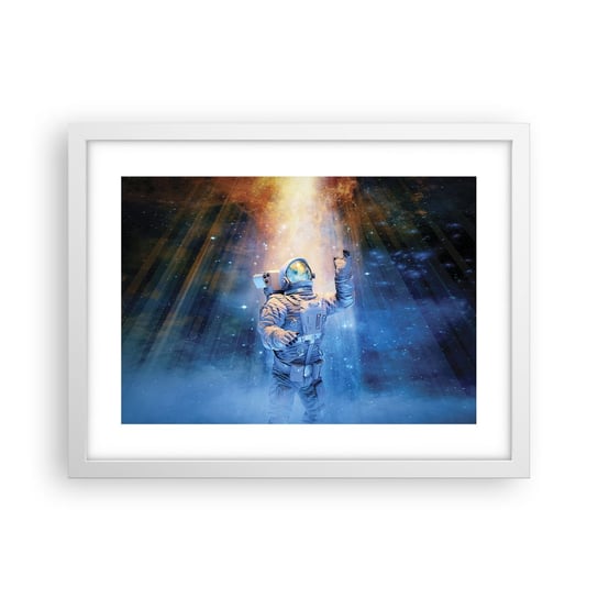 Obraz - Plakat - Wreszcie u celu - 40x30cm - Abstrakcja Astronauta Kosmos - Foto Plakaty na ścianę w ramie białej - Plakat do Salonu Sypialni ARTTOR ARTTOR