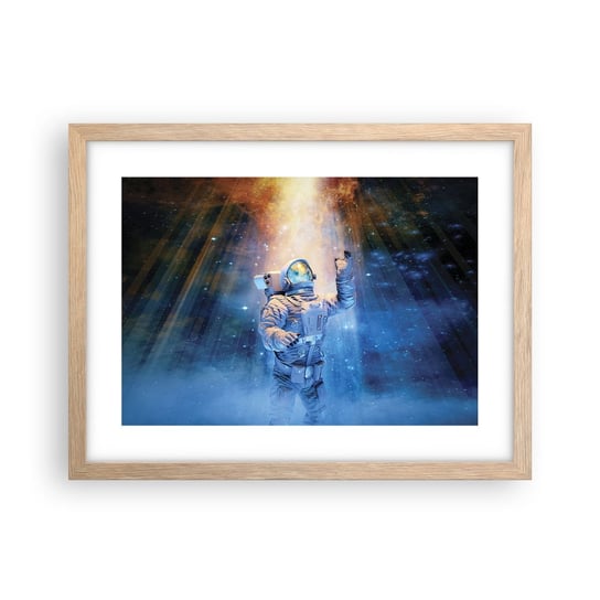 Obraz - Plakat - Wreszcie u celu - 40x30cm - Abstrakcja Astronauta Kosmos - Foto Plakaty na ścianę w ramie jasny dąb - Plakat do Salonu Sypialni ARTTOR ARTTOR