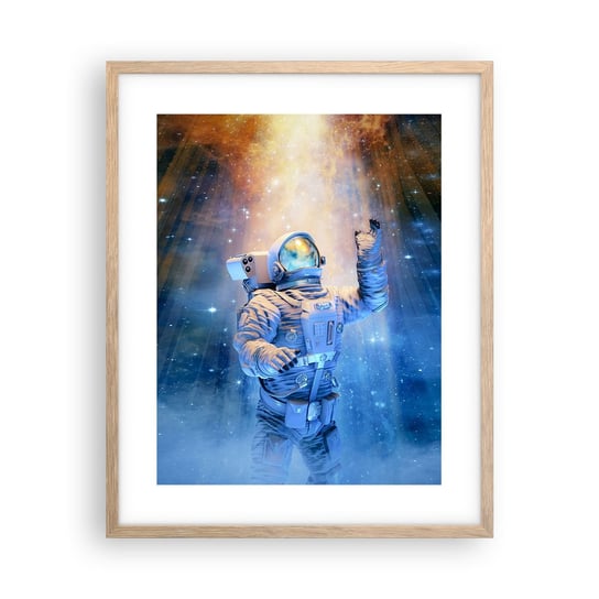 Obraz - Plakat - Wreszcie u celu - 40x50cm - Abstrakcja Astronauta Kosmos - Foto Plakaty w ramie koloru jasny dąb do Salonu Sypialni ARTTOR ARTTOR