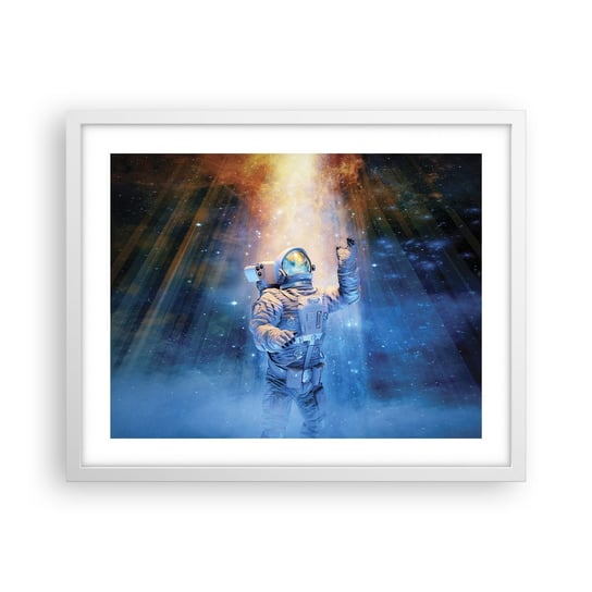 Obraz - Plakat - Wreszcie u celu - 50x40cm - Abstrakcja Astronauta Kosmos - Foto Plakaty w ramie koloru białego do Salonu Sypialni ARTTOR ARTTOR