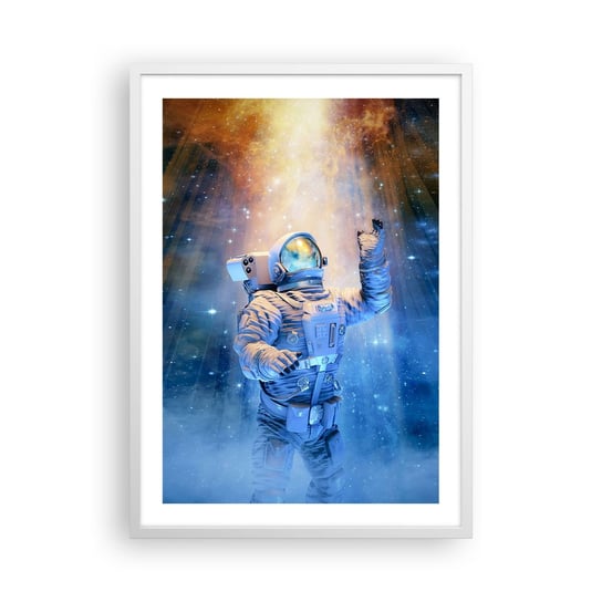 Obraz - Plakat - Wreszcie u celu - 50x70cm - Abstrakcja Astronauta Kosmos - Nowoczesny modny obraz Plakat rama biała ARTTOR ARTTOR
