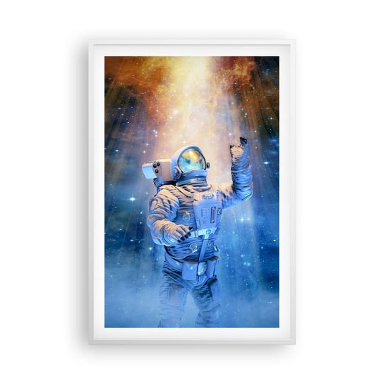 Obraz - Plakat - Wreszcie u celu - 61x91cm - Abstrakcja Astronauta Kosmos - Foto Plakaty na ścianę w ramie białej - Plakat do Salonu Sypialni ARTTOR ARTTOR