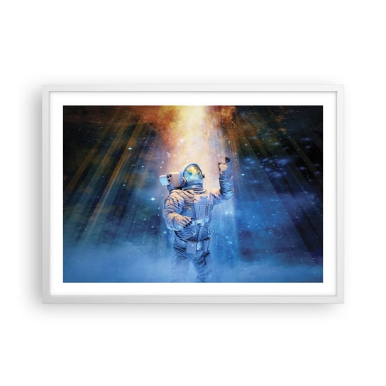 Obraz - Plakat - Wreszcie u celu - 70x50cm - Abstrakcja Astronauta Kosmos - Nowoczesny modny obraz Plakat rama biała ARTTOR ARTTOR