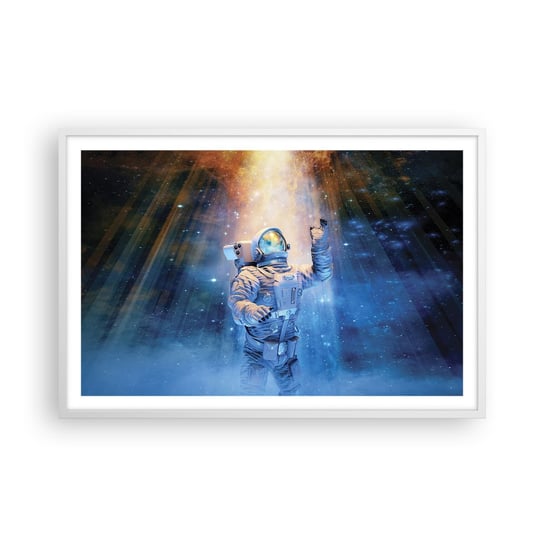 Obraz - Plakat - Wreszcie u celu - 91x61cm - Abstrakcja Astronauta Kosmos - Foto Plakaty na ścianę w ramie białej - Plakat do Salonu Sypialni ARTTOR ARTTOR