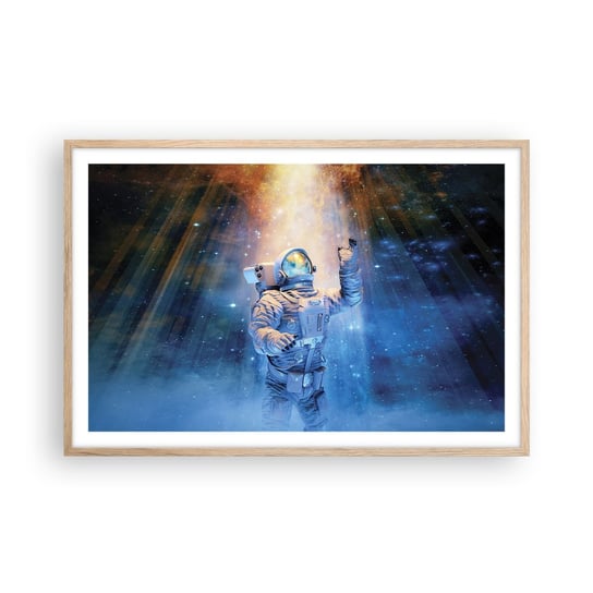 Obraz - Plakat - Wreszcie u celu - 91x61cm - Abstrakcja Astronauta Kosmos - Foto Plakaty na ścianę w ramie jasny dąb - Plakat do Salonu Sypialni ARTTOR ARTTOR