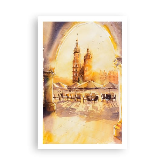 Obraz - Plakat - Wschód nad krakowskim rynkiem - 61x91cm - Katedra Antyczny Pejzaż - Foto Plakaty na ścianę bez ramy - Plakat do Salonu Sypialni ARTTOR ARTTOR
