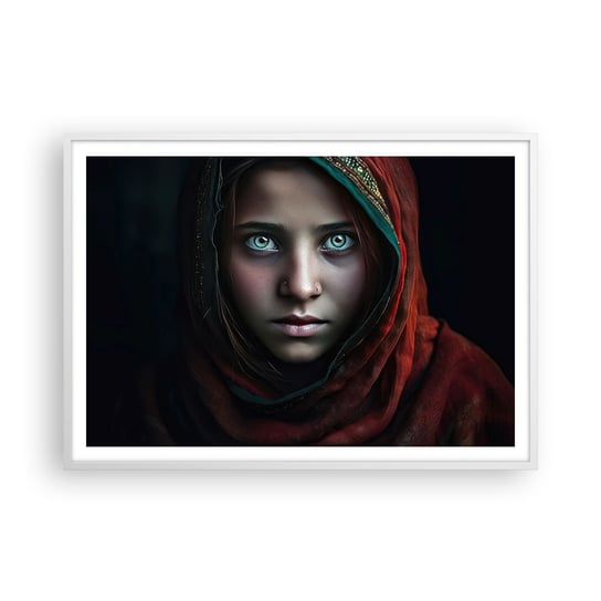 Obraz - Plakat - Wschodnia księżniczka - 100x70cm - Dziewczyna Portret Pakistan - Foto Plakaty w ramie koloru białego do Salonu Sypialni ARTTOR ARTTOR