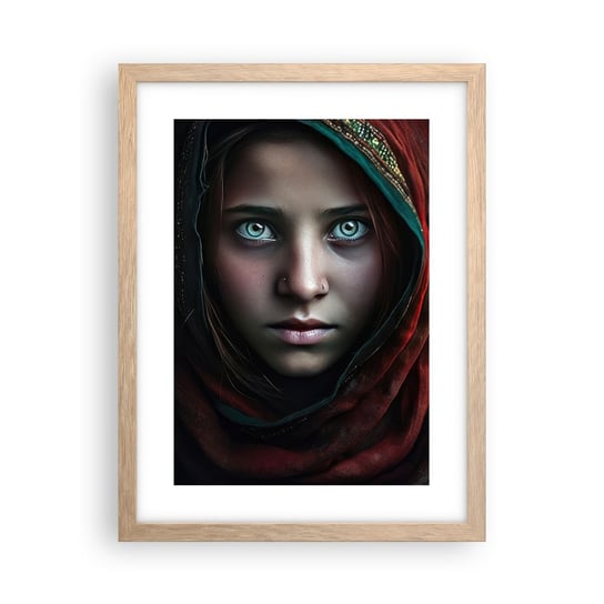 Obraz - Plakat - Wschodnia księżniczka - 30x40cm - Dziewczyna Portret Pakistan - Foto Plakaty na ścianę w ramie jasny dąb - Plakat do Salonu Sypialni ARTTOR ARTTOR