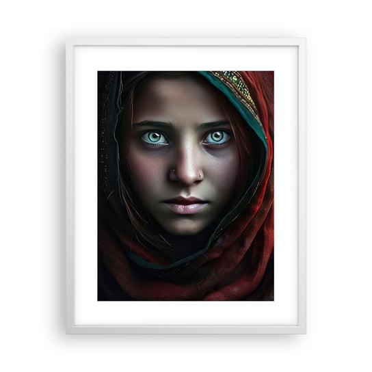 Obraz - Plakat - Wschodnia księżniczka - 40x50cm - Dziewczyna Portret Pakistan - Foto Plakaty w ramie koloru białego do Salonu Sypialni ARTTOR ARTTOR