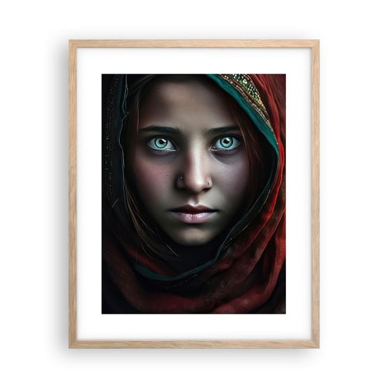 Obraz - Plakat - Wschodnia księżniczka - 40x50cm - Dziewczyna Portret Pakistan - Foto Plakaty w ramie koloru jasny dąb do Salonu Sypialni ARTTOR ARTTOR