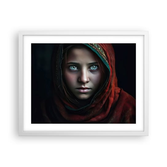Obraz - Plakat - Wschodnia księżniczka - 50x40cm - Dziewczyna Portret Pakistan - Foto Plakaty w ramie koloru białego do Salonu Sypialni ARTTOR ARTTOR