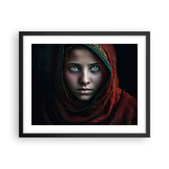 Obraz - Plakat - Wschodnia księżniczka - 50x40cm - Dziewczyna Portret Pakistan - Foto Plakaty w ramie koloru czarnego do Salonu Sypialni ARTTOR ARTTOR