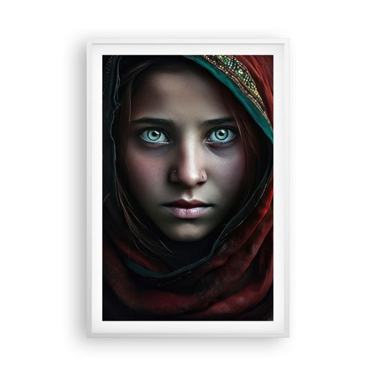 Obraz - Plakat - Wschodnia księżniczka - 61x91cm - Dziewczyna Portret Pakistan - Foto Plakaty na ścianę w ramie białej - Plakat do Salonu Sypialni ARTTOR ARTTOR