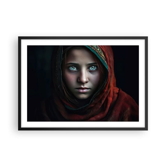 Obraz - Plakat - Wschodnia księżniczka - 70x50cm - Dziewczyna Portret Pakistan - Nowoczesny modny obraz Plakat czarna rama ARTTOR ARTTOR