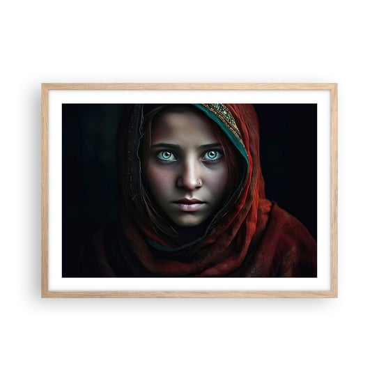 Obraz - Plakat - Wschodnia księżniczka - 70x50cm - Dziewczyna Portret Pakistan - Nowoczesny modny obraz Plakat rama jasny dąb ARTTOR ARTTOR