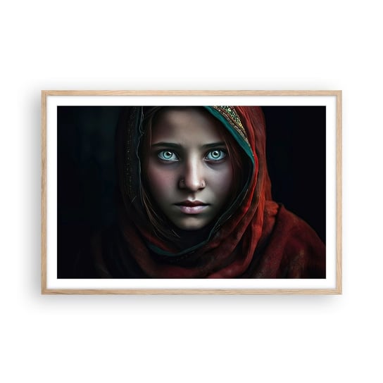 Obraz - Plakat - Wschodnia księżniczka - 91x61cm - Dziewczyna Portret Pakistan - Foto Plakaty na ścianę w ramie jasny dąb - Plakat do Salonu Sypialni ARTTOR ARTTOR