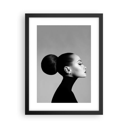 Obraz - Plakat - Współczesna Nefretete - 30x40cm - Kobieta Fryzura Modelka - Foto Plakaty na ścianę w czarnej ramie - Plakat do Salonu Sypialni ARTTOR ARTTOR