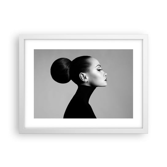 Obraz - Plakat - Współczesna Nefretete - 40x30cm - Kobieta Fryzura Modelka - Foto Plakaty na ścianę w ramie białej - Plakat do Salonu Sypialni ARTTOR ARTTOR