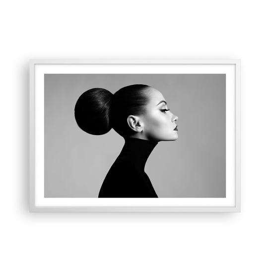 Obraz - Plakat - Współczesna Nefretete - 70x50cm - Kobieta Fryzura Modelka - Nowoczesny modny obraz Plakat rama biała ARTTOR ARTTOR