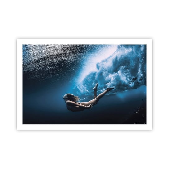 Obraz - Plakat - Współczesna syrena - 91x61cm - Kobieta Nurkowanie Morze - Foto Plakaty na ścianę bez ramy - Plakat do Salonu Sypialni ARTTOR ARTTOR