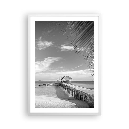 Obraz - Plakat - Wspomnienie czy marzenie? - 50x70cm - Krajobraz Morski Plaża Drewniane Molo - Nowoczesny modny obraz Plakat rama biała ARTTOR ARTTOR