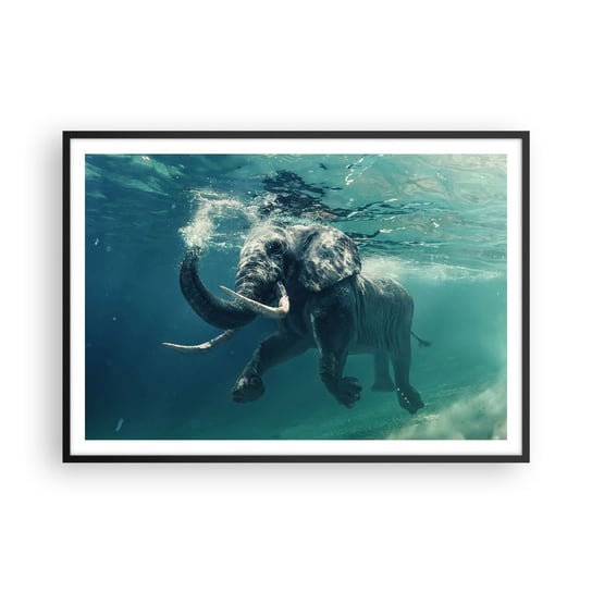 Obraz - Plakat - Wszyscy lubią pływać - 100x70cm - Abstrakcja Słoń Sztuka - Foto Plakaty w ramie koloru czarnego do Salonu Sypialni ARTTOR ARTTOR