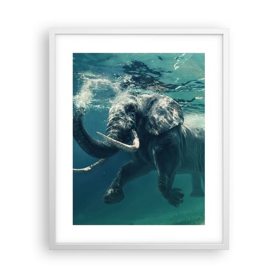Obraz - Plakat - Wszyscy lubią pływać - 40x50cm - Abstrakcja Słoń Sztuka - Foto Plakaty w ramie koloru białego do Salonu Sypialni ARTTOR ARTTOR