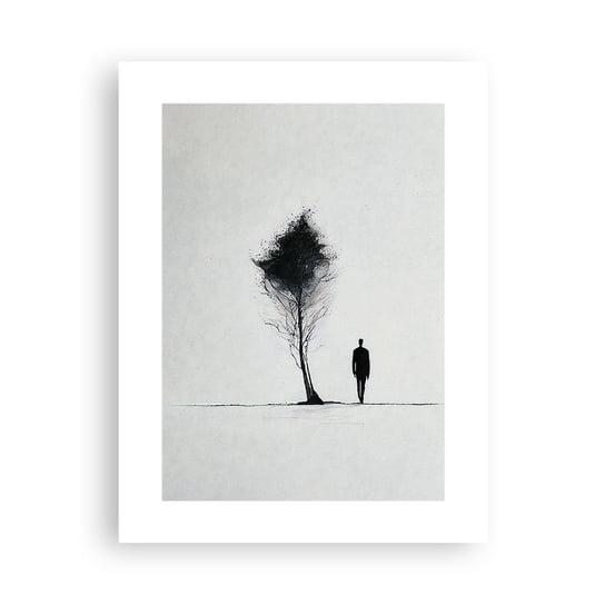 Obraz - Plakat - Wszyscy wędrujemy - 30x40cm - Minimalizm Drzewo Człowiek - Foto Plakaty na ścianę bez ramy - Plakat do Salonu Sypialni ARTTOR ARTTOR