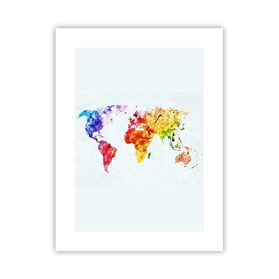 Obraz - Plakat - Wszystkie barwy świata - 30x40cm - Mapa Świata Grafika Kontynenty - Foto Plakaty na ścianę bez ramy - Plakat do Salonu Sypialni ARTTOR ARTTOR