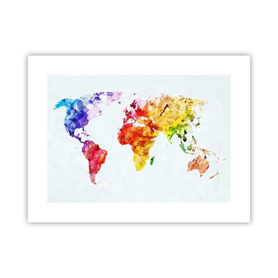 Obraz - Plakat - Wszystkie barwy świata - 40x30cm - Mapa Świata Grafika Kontynenty - Foto Plakaty na ścianę bez ramy - Plakat do Salonu Sypialni ARTTOR ARTTOR