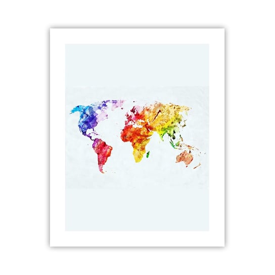Obraz - Plakat - Wszystkie barwy świata - 40x50cm - Mapa Świata Grafika Kontynenty - Foto Plakaty bez ramy do Salonu Sypialni ARTTOR ARTTOR