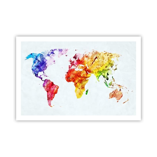 Obraz - Plakat - Wszystkie barwy świata - 91x61cm - Mapa Świata Grafika Kontynenty - Foto Plakaty na ścianę bez ramy - Plakat do Salonu Sypialni ARTTOR ARTTOR