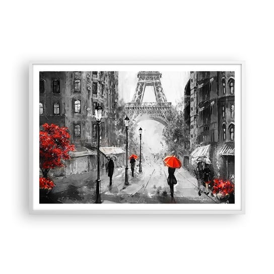 Obraz - Plakat - Wszystkie drogi prowadzą do niej - 100x70cm - Miasto Paryż Wieża Eiffla - Foto Plakaty w ramie koloru białego do Salonu Sypialni ARTTOR ARTTOR