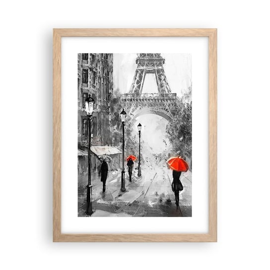 Obraz - Plakat - Wszystkie drogi prowadzą do niej - 30x40cm - Miasto Paryż Wieża Eiffla - Foto Plakaty na ścianę w ramie jasny dąb - Plakat do Salonu Sypialni ARTTOR ARTTOR