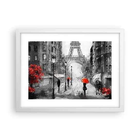 Obraz - Plakat - Wszystkie drogi prowadzą do niej - 40x30cm - Miasto Paryż Wieża Eiffla - Foto Plakaty na ścianę w ramie białej - Plakat do Salonu Sypialni ARTTOR ARTTOR