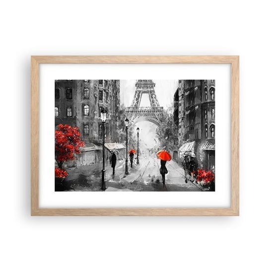 Obraz - Plakat - Wszystkie drogi prowadzą do niej - 40x30cm - Miasto Paryż Wieża Eiffla - Foto Plakaty na ścianę w ramie jasny dąb - Plakat do Salonu Sypialni ARTTOR ARTTOR