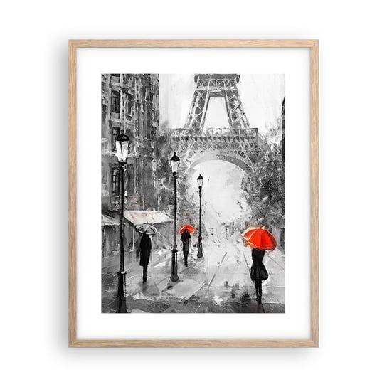Obraz - Plakat - Wszystkie drogi prowadzą do niej - 40x50cm - Miasto Paryż Wieża Eiffla - Foto Plakaty w ramie koloru jasny dąb do Salonu Sypialni ARTTOR ARTTOR