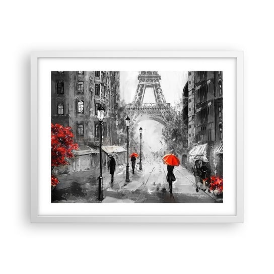 Obraz - Plakat - Wszystkie drogi prowadzą do niej - 50x40cm - Miasto Paryż Wieża Eiffla - Foto Plakaty w ramie koloru białego do Salonu Sypialni ARTTOR ARTTOR