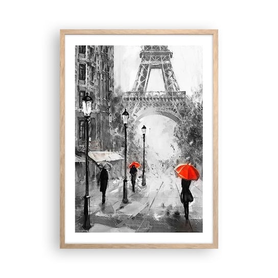Obraz - Plakat - Wszystkie drogi prowadzą do niej - 50x70cm - Miasto Paryż Wieża Eiffla - Nowoczesny modny obraz Plakat rama jasny dąb ARTTOR ARTTOR