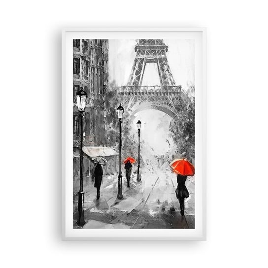 Obraz - Plakat - Wszystkie drogi prowadzą do niej - 61x91cm - Miasto Paryż Wieża Eiffla - Foto Plakaty na ścianę w ramie białej - Plakat do Salonu Sypialni ARTTOR ARTTOR