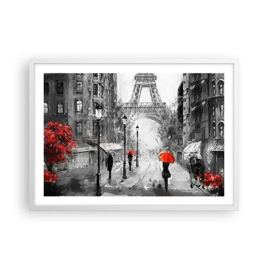 Obraz - Plakat - Wszystkie drogi prowadzą do niej - 70x50cm - Miasto Paryż Wieża Eiffla - Nowoczesny modny obraz Plakat rama biała ARTTOR ARTTOR