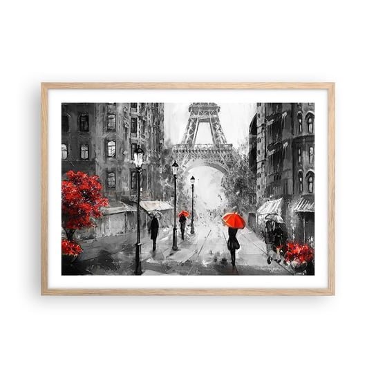 Obraz - Plakat - Wszystkie drogi prowadzą do niej - 70x50cm - Miasto Paryż Wieża Eiffla - Nowoczesny modny obraz Plakat rama jasny dąb ARTTOR ARTTOR